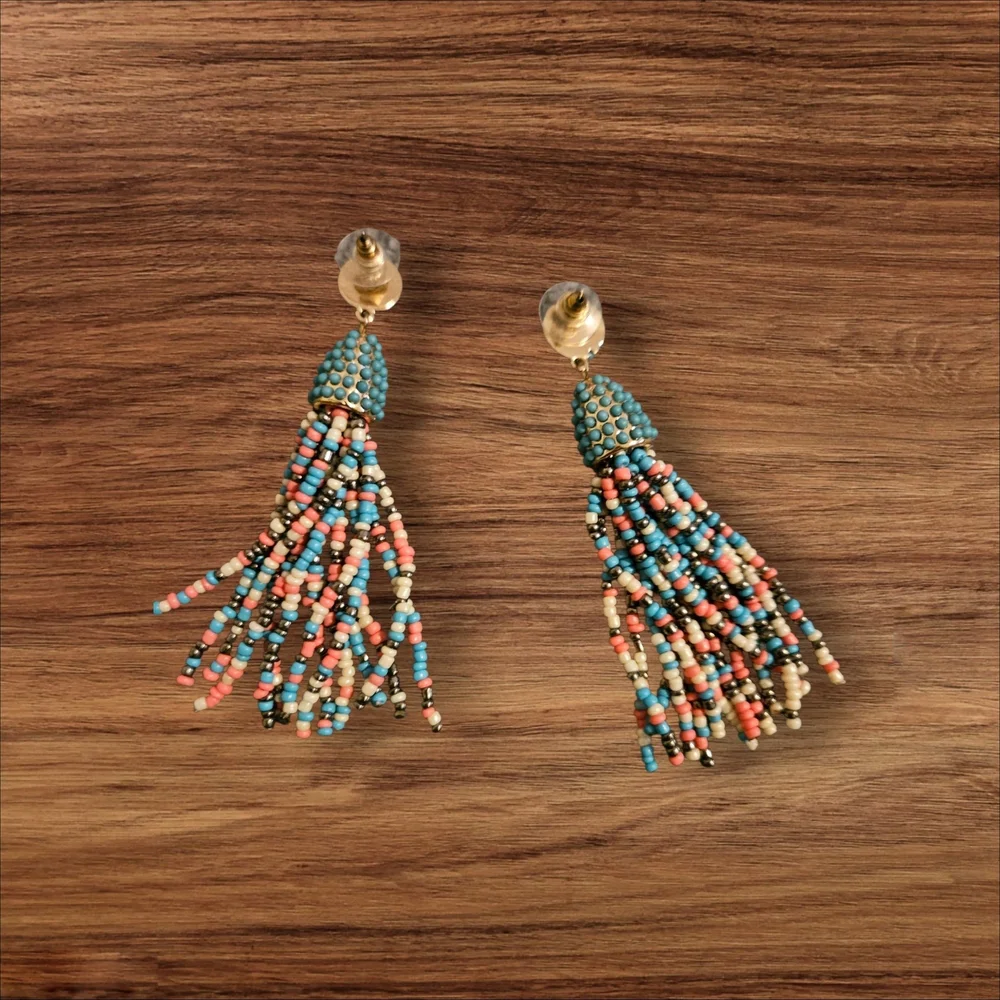 Beaded Tassel Earrings - Picture 2 of 2
